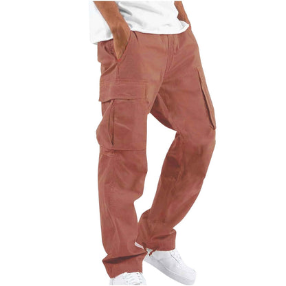 Pantalon cargo pour homme style streetwear – Pantalon décontracté confortable à coupe droite avec grandes poches