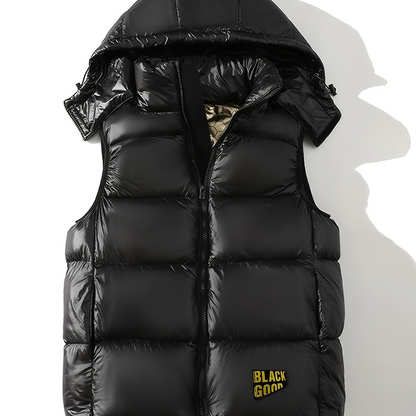 Gilet imbottito con cappuccio da uomo – Gilet trapuntato caldo