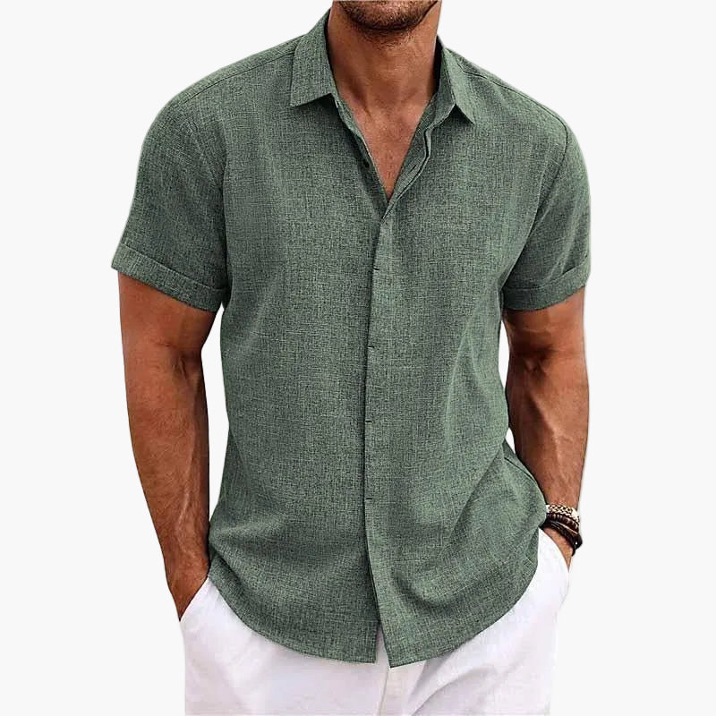 Camisa casual de hombre de manga corta con cuello de solapa – Camisa moderna de verano para el día a día y vacaciones