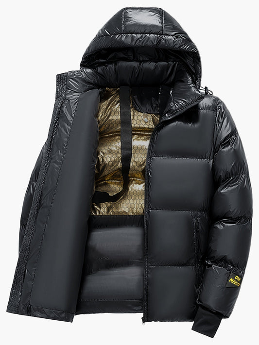 Heren donsjas met capuchon voor outdoor en dagelijks gebruik – Winter doorgestikte jas, casual stijl