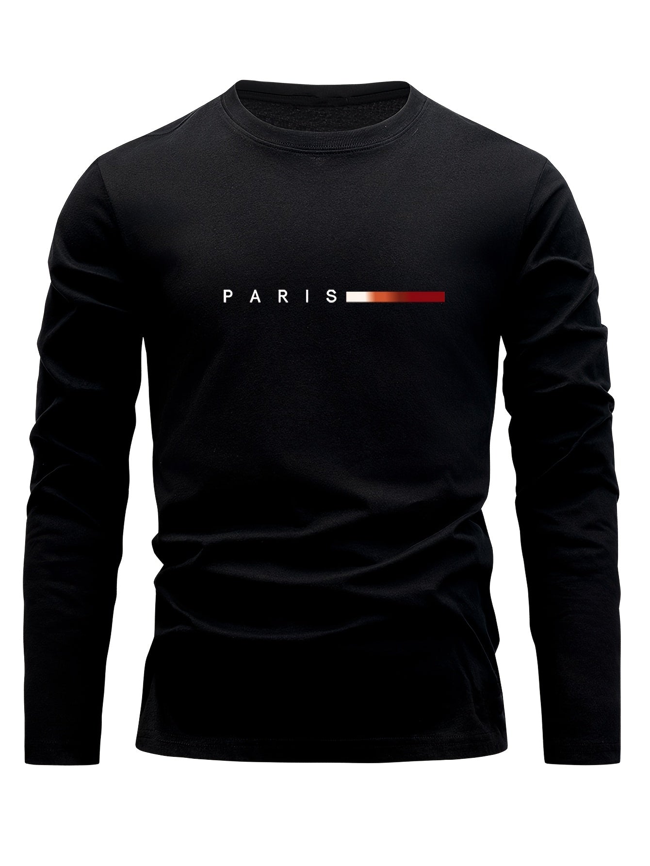 Herren Langarmshirt 3er-Set mit Rundhalsausschnitt und „Paris“-Druck