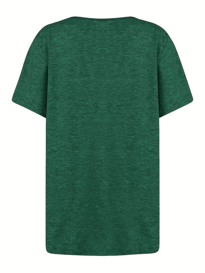 Damen Sommer-Shirt mit asymmetrischem Ausschnitt und Knopfdetail – Lässiges, modisches Freizeitoberteil