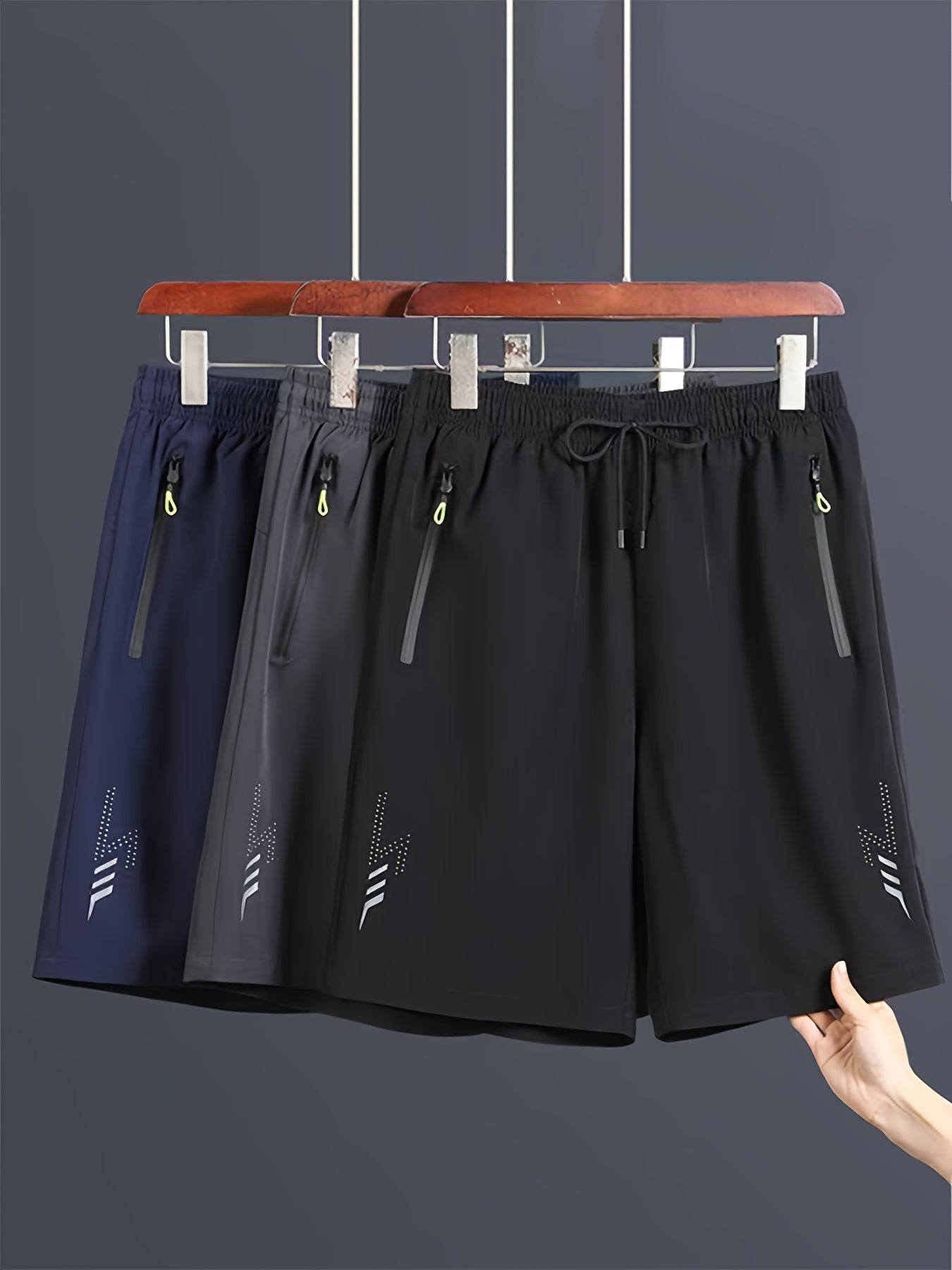 Pantalones cortos deportivos para hombre con bolsillos con cremallera – Ocio y fitness, corte regular