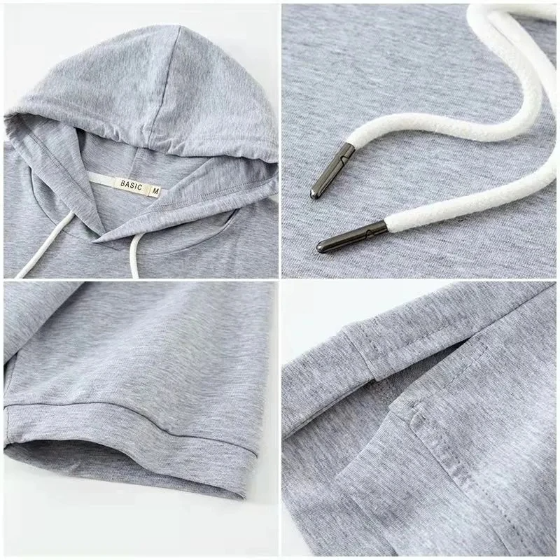 Sweat à capuche manches courtes femme coupe boxy décontractée