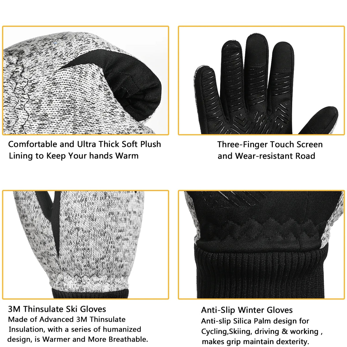 Touchscreen-fietshandschoenen voor heren met antislip