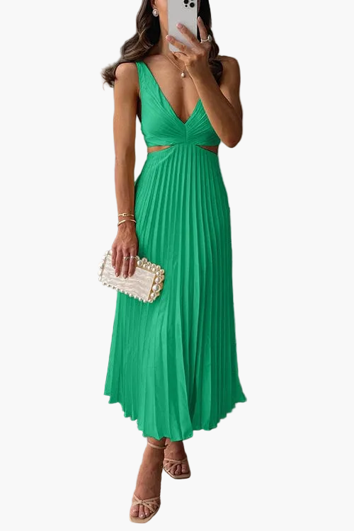 Robe midi plissée élégante pour femme – Pour occasions spéciales et soirées