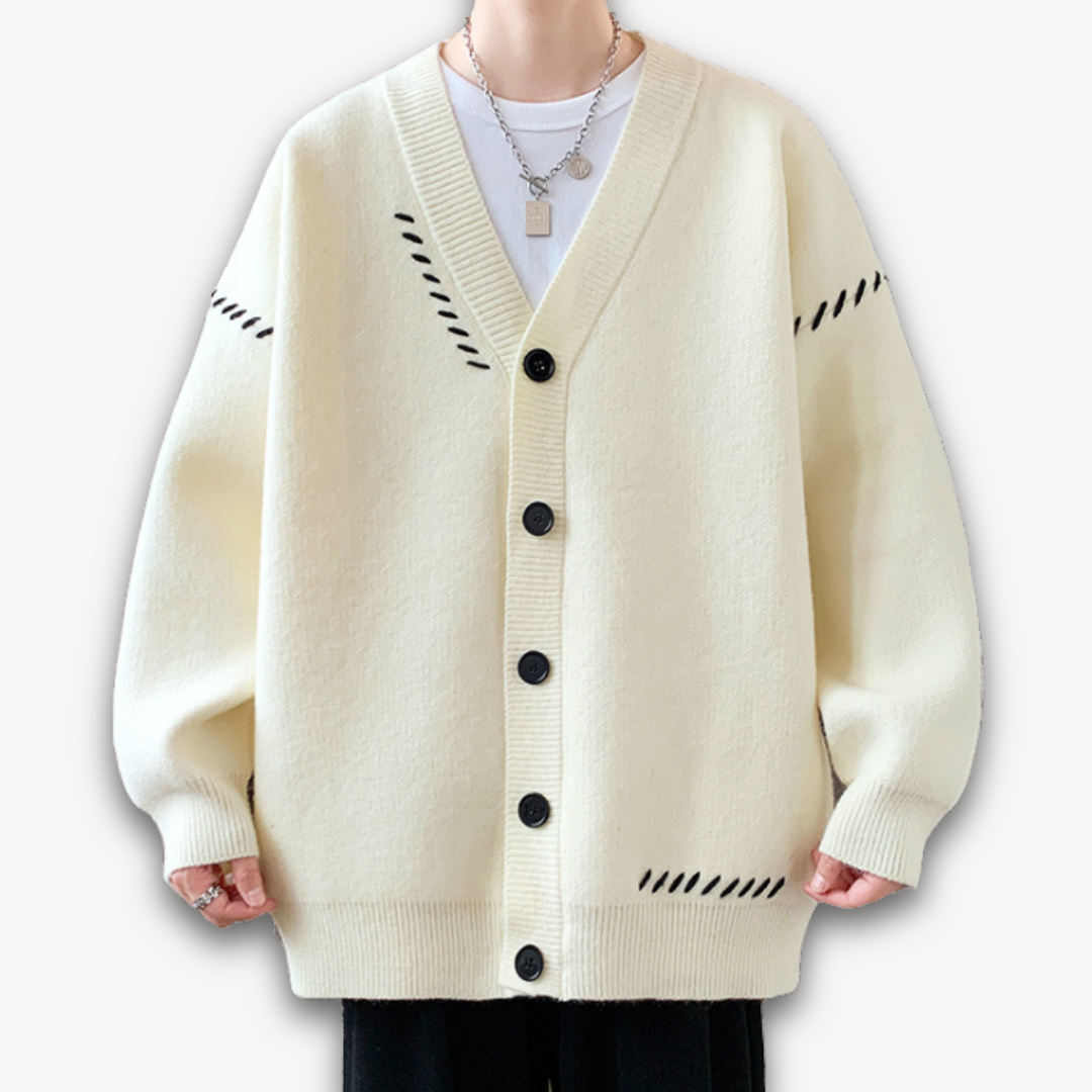 Cardigan da uomo in maglia con abbottonatura – Stile casual moderno e comfort