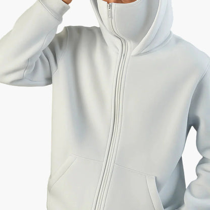 Unisex streetwear techwear hoodie med integreret ansigtsmaske – Urban stil til hverdag og udendørs