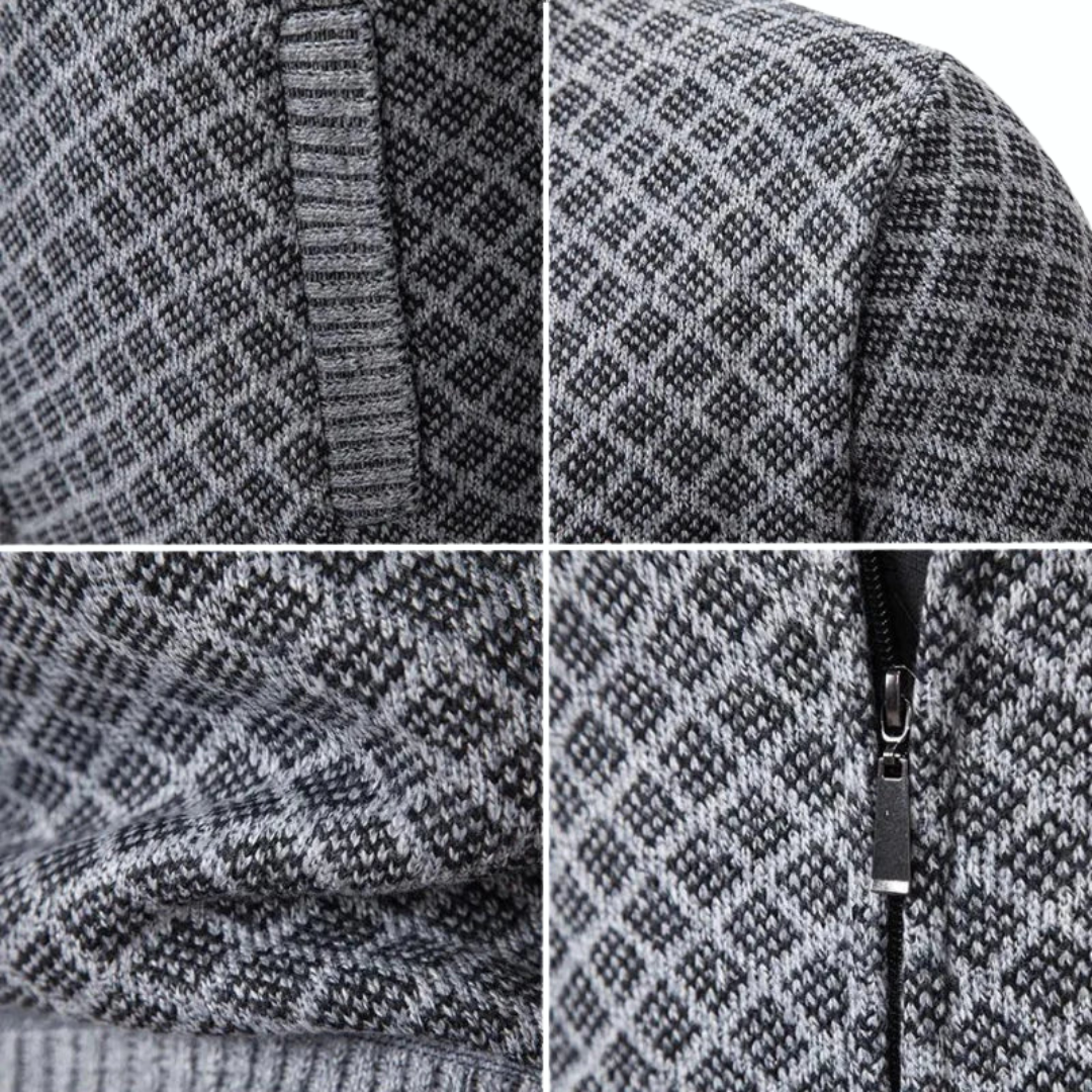 Heren gebreide jas in business casual stijl – elegante jas met rits voor kantoor en vrije tijd
