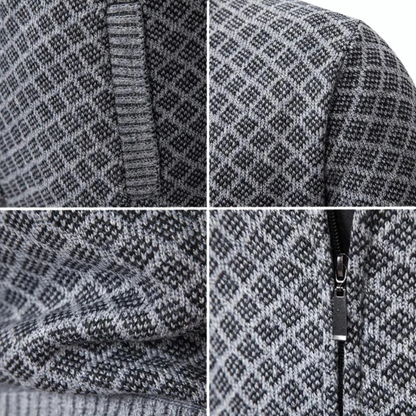 Heren gebreide jas in business casual stijl – elegante jas met rits voor kantoor en vrije tijd