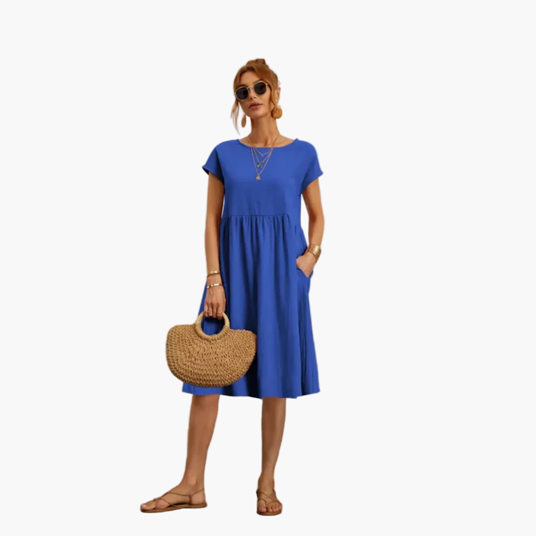 Damen Freizeitkleid Kurzarm Elegant – Sommerkleid für Alltag, Urlaub & Stadtbummel