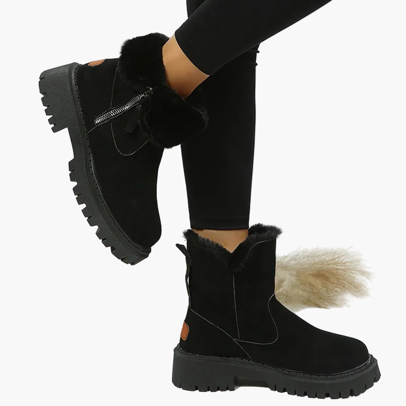Bottines d'hiver femme avec doublure chaude et fermeture éclair – Bottes confortables et à la mode pour quotidien et loisirs