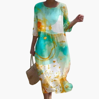 Damen Sommerkleid mit Blumenprint – Elegantes Freizeitkleid im Boho-Stil für Alltag und Urlaub