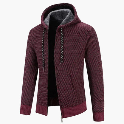 Veste à capuche en maille homme pour automne et hiver – Tenue de loisirs tendance avec fermeture éclair