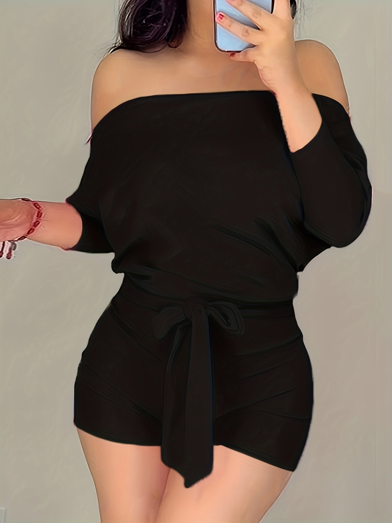 Dame Off-Shoulder Jumpsuit Kortærmet – Moderne Sommerdragt til Fritid og Ferie