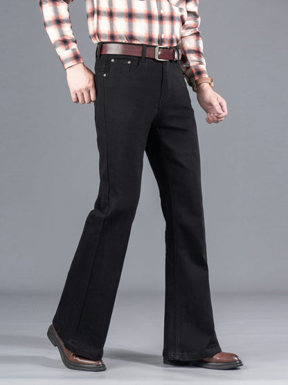 Herren Schwarze Ausgestellte Hose mit hohem Bund