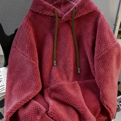 Unisex Teddy-Fleece Kapuzenpullover – Kuscheliger Hoodie mit Kängurutasche und Kordelzug