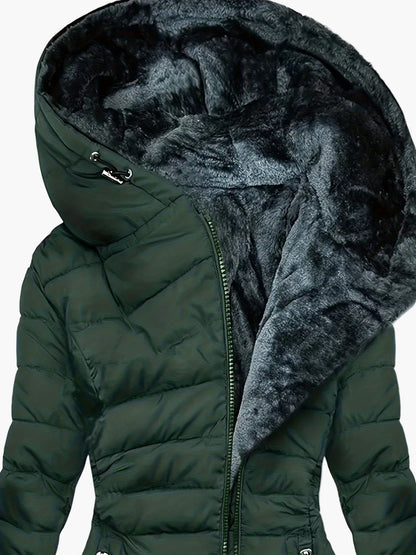 Cappotto imbottito invernale da donna con cappuccio – Elegante parka outdoor per giornate fredde