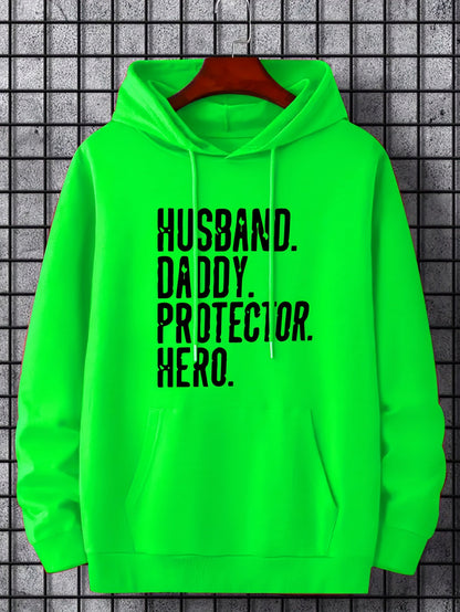 Herren Hoodie mit Statement Print – Husband Daddy Protector Hero – Casual Stil für Alltag und Freizeit