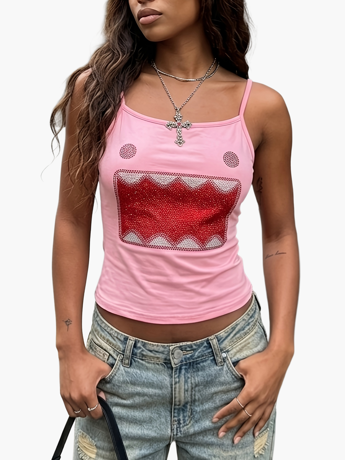 Dame Y2K streetwear tanktop med tegneserieprint – trendy top til sommer og fritid