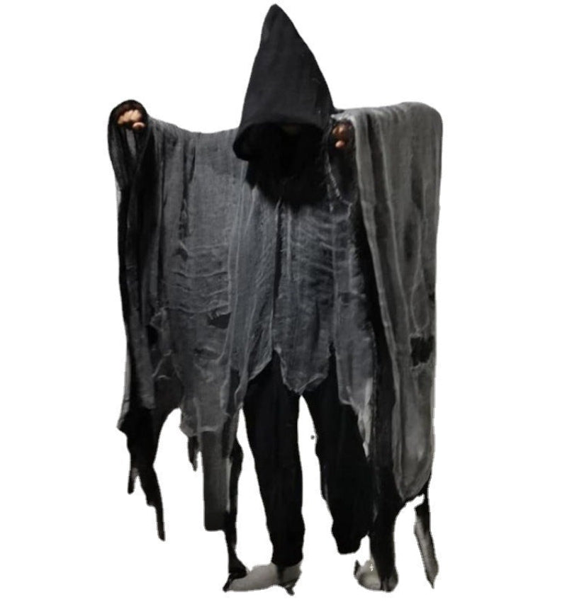 Halloween Herre & Dame Døden Kostyme – Uhyggelig Kappe med Hette for Halloweenfester & Dekorasjon