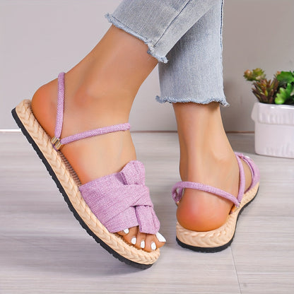 Damen Sommer Sandalen mit Schleife und Knöchelriemen – Bequeme Freizeitschuhe für Alltag & Urlaub