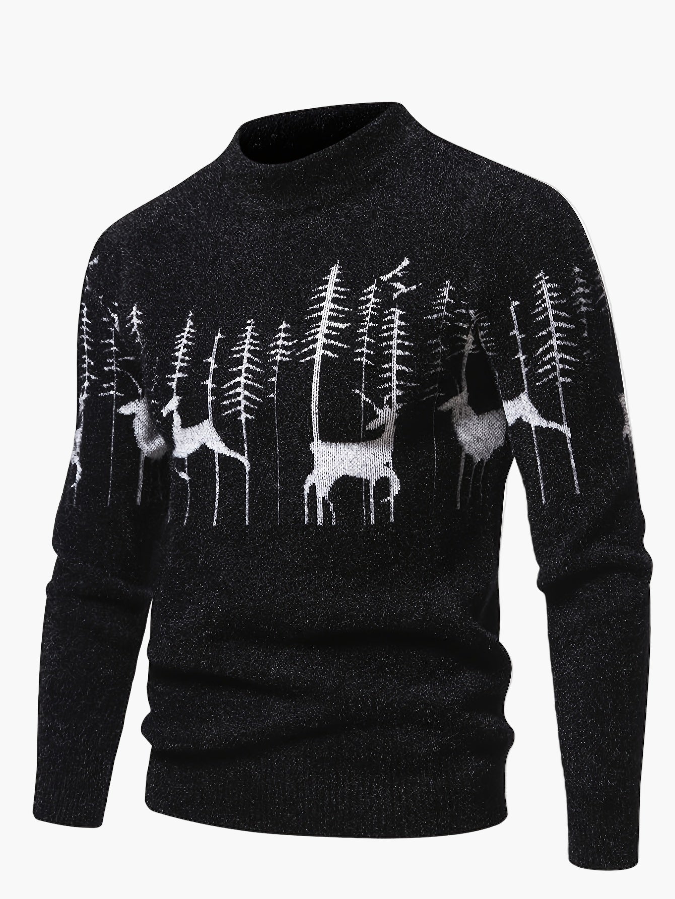 Pull homme avec motif forêt et cerf – Pull d'hiver élégant pour les loisirs et le quotidien