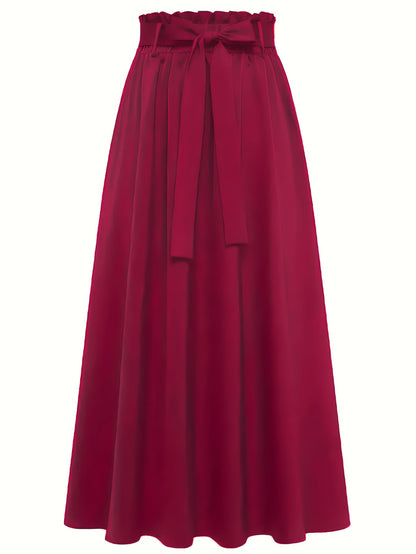 Damen Maxirock mit Paperbag-Bund und Schleife – Eleganter Freizeitrock für Frühling und Sommer