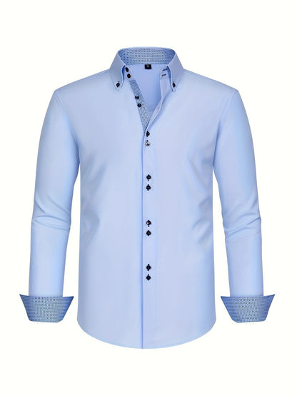 Męska koszula biznesowa casual z długim rękawem nowoczesny elegancki design