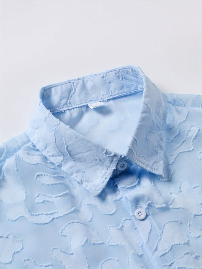 Camicia Resort da uomo a maniche corte con motivo strutturato – Elegante maglietta casual per estate e vacanze