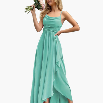 Vestido de noche elegante para mujer, corte ajustado y acampanado con tirantes finos – Perfecto para ocasiones festivas y bodas