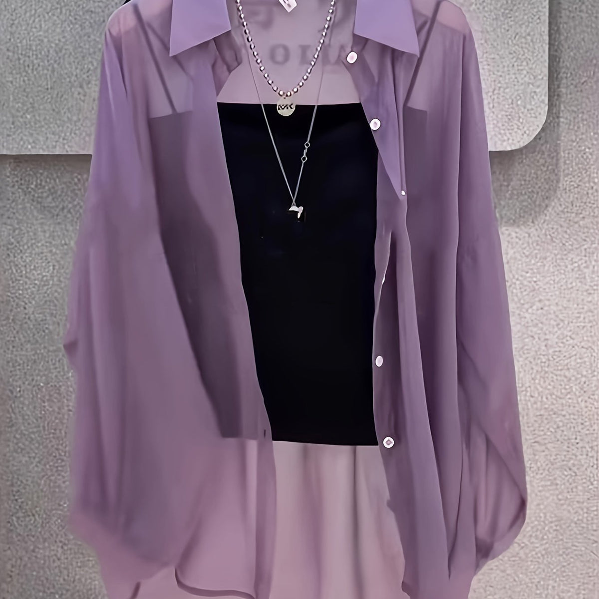 Damen Zweiteiliges Set – Transparentes Oversize-Hemd mit Bandeau Top, Modernes Layering-Outfit