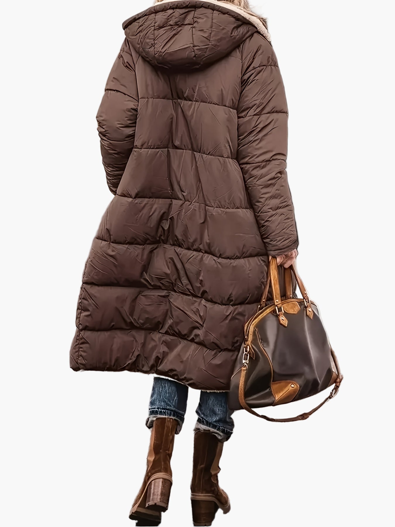 Longue doudoune pour femme avec capuche et doublure teddy – Veste d'hiver tendance pour le quotidien et les voyages
