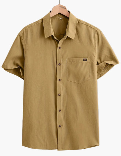 Chemise décontractée homme à manches courtes avec patte de boutonnage – Chemise d'été moderne pour le quotidien et le bureau