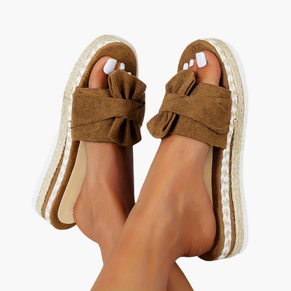Damen Plateau-Sandalen mit Schleife – Bequeme Sommerschuhe für Freizeit und Urlaub