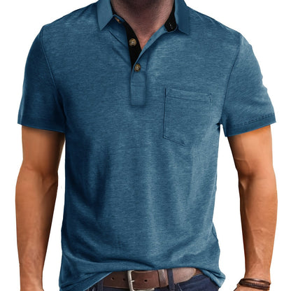 Polo uomo manica corta con taschino – Camicia casual moderna per tutti i giorni e il tempo libero
