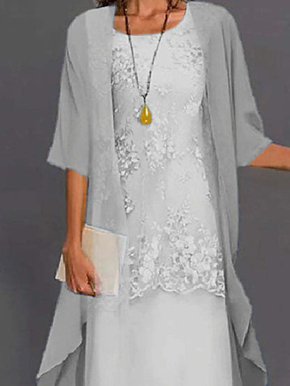Completo festivo da donna in chiffon con pizzo – Outfit elegante per occasioni speciali