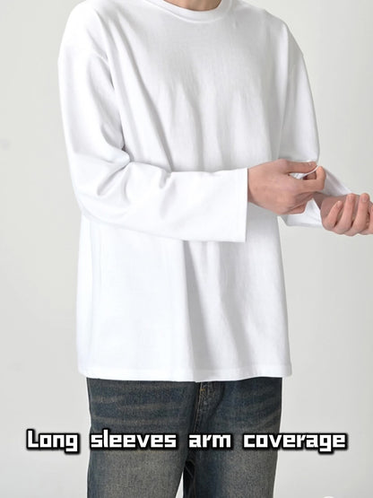 Camiseta unisex de manga larga, cuello redondo, negra y extragrande
