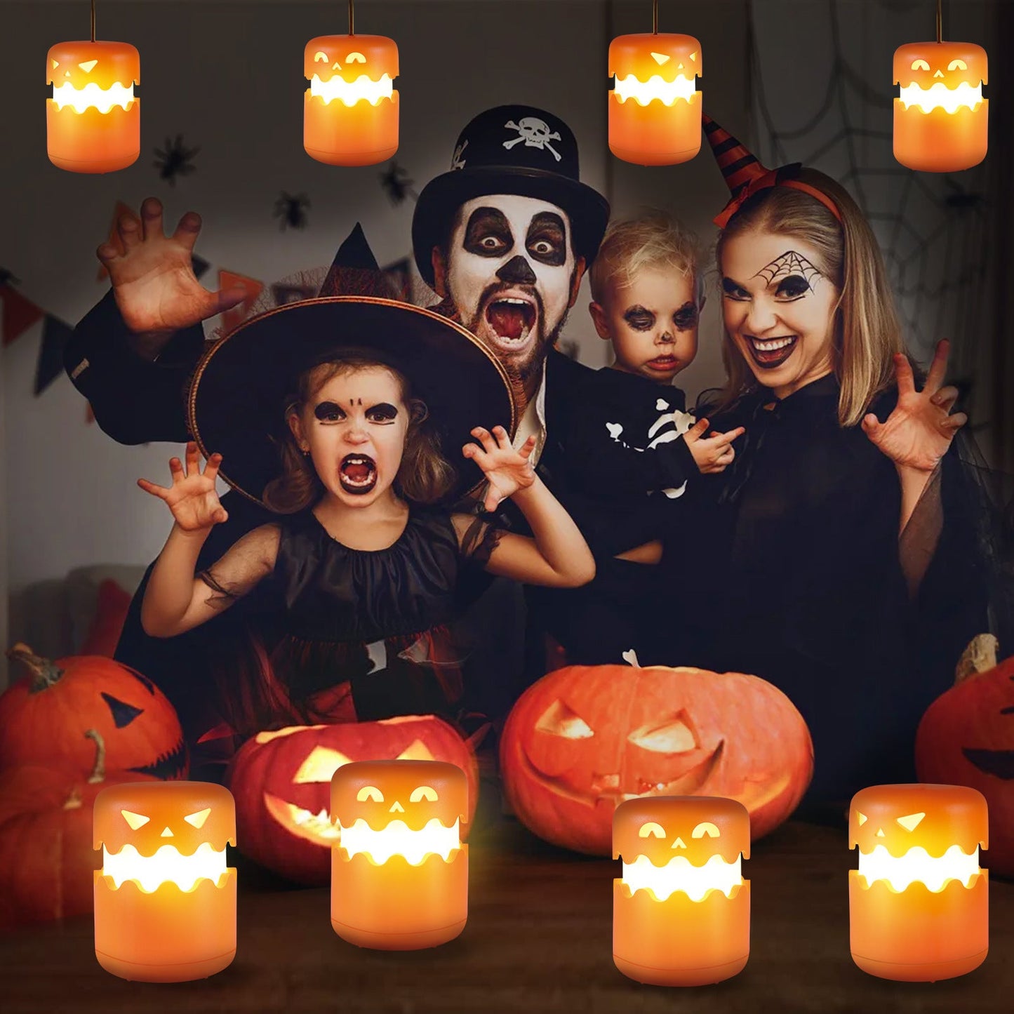 Halloweenowa dekoracja LED lampion dyniowy – nastrojowa lampa na halloweenowe imprezy i przerażające dekoracje