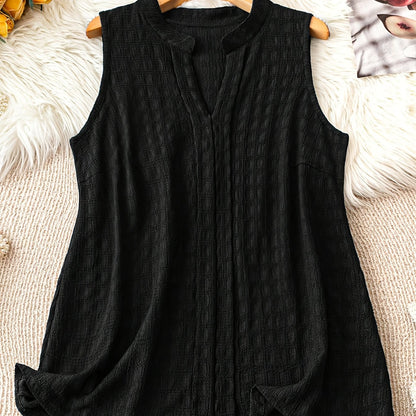 Damen Ärmellose Tunika Bluse mit V-Ausschnitt – Eleganter Freizeit-Look für Alltag und Büro