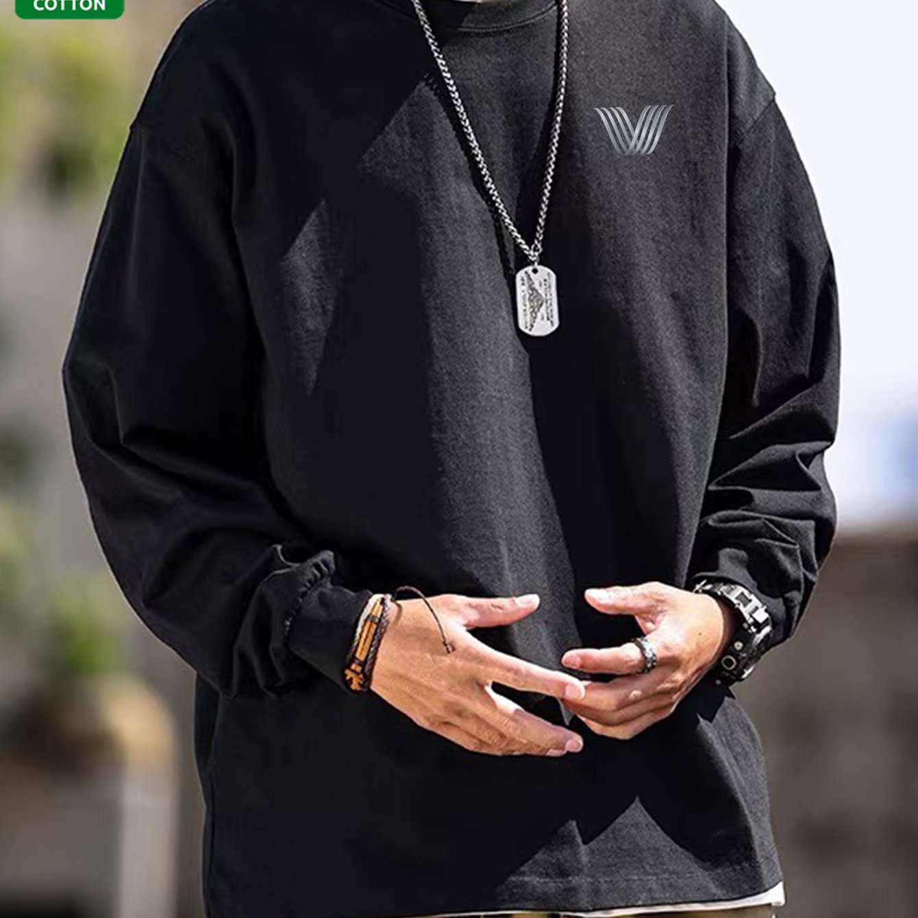Maglia unisex a maniche lunghe, girocollo, casual