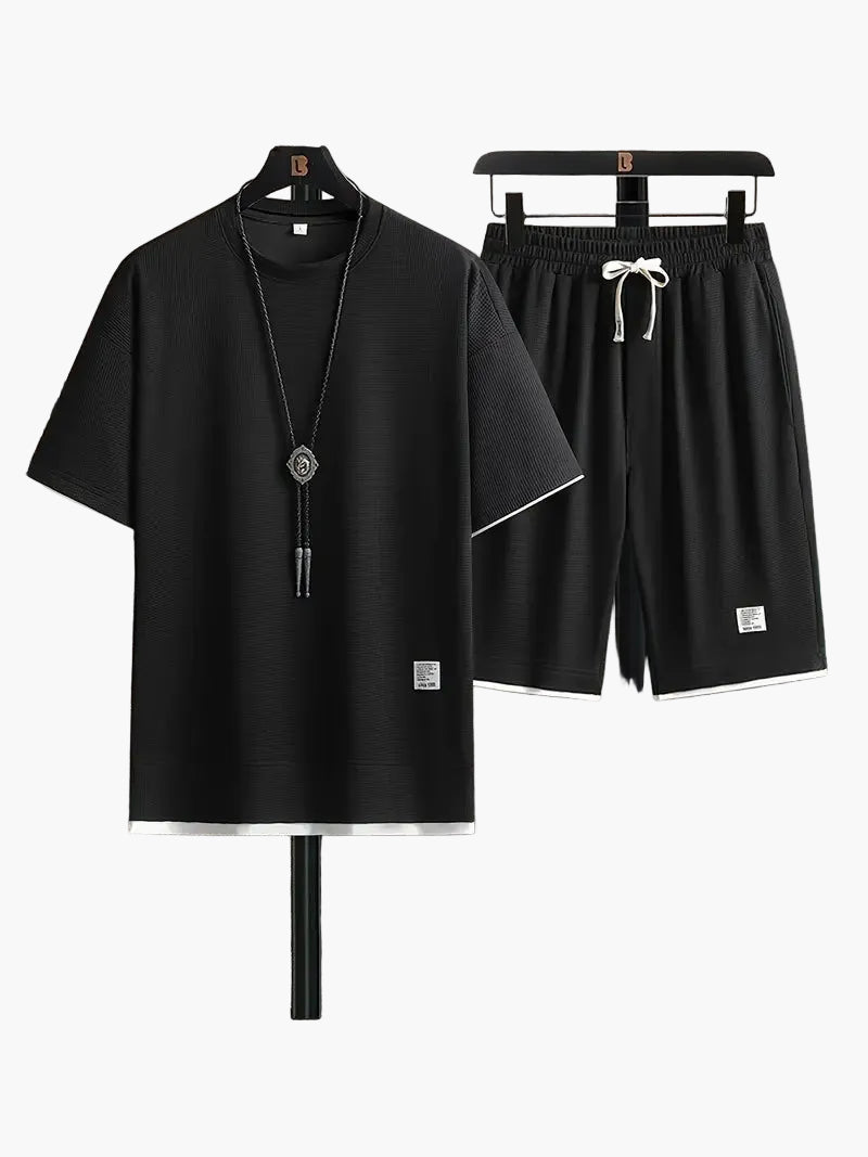 Ensemble détente homme deux pièces – T-shirt manches courtes et short, tenue lounge moderne