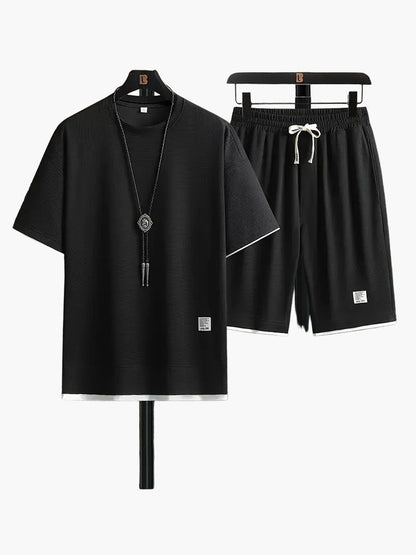 Ensemble détente homme deux pièces – T-shirt manches courtes et short, tenue lounge moderne