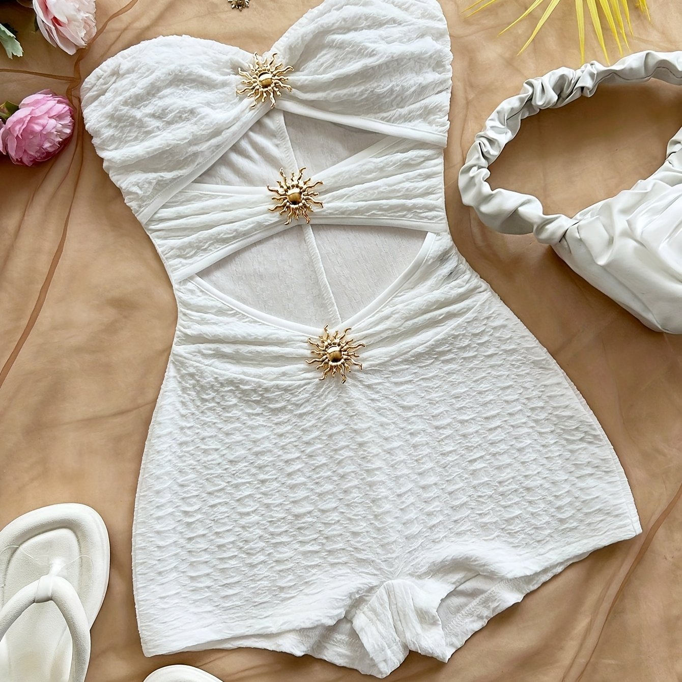 Dame badedragt retro bandeau étstykke med leopardmønster – sexet vintage stil til strand og pool