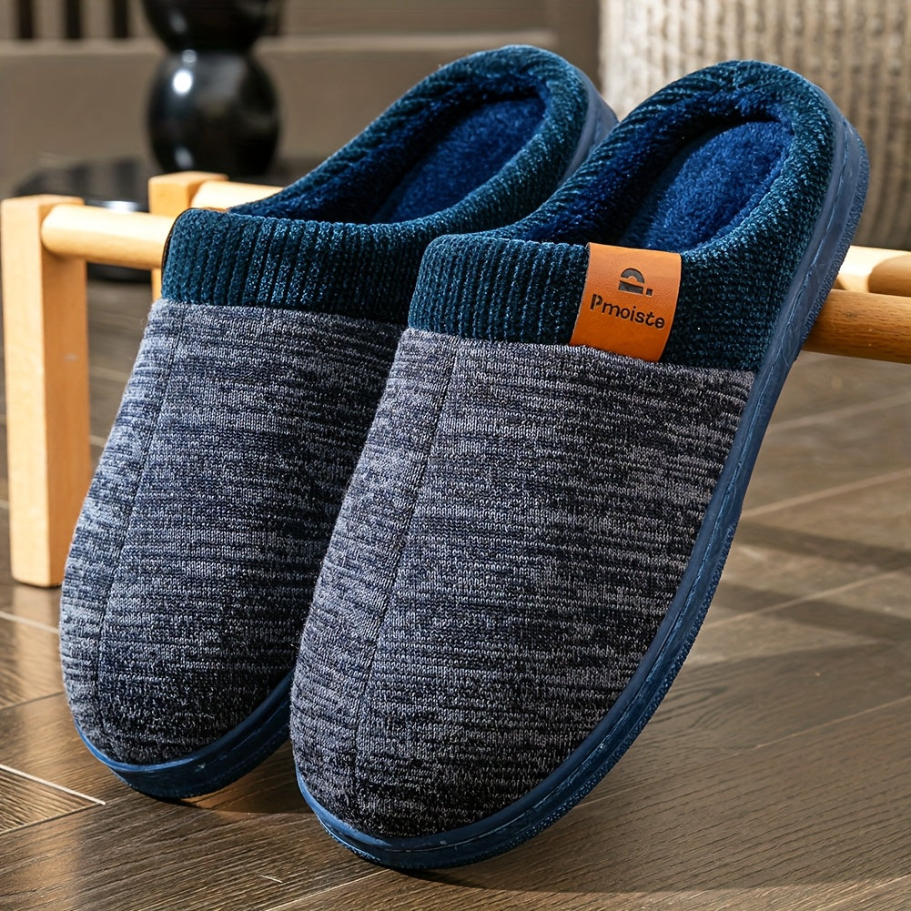 Unisex gebreide pantoffels met zachte voering – comfortabele huisschoenen voor thuis in blauw, zwart en grijs