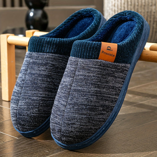 Unisex Hausschuhe Slipper aus Strick mit weichem Futter – Bequeme Pantoffeln für Zuhause in Blau, Schwarz, Grau