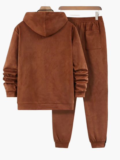 Herr Fritids Hoodie-Träningsset – Sportigt Tvådelat Set för Vardag och Fitness