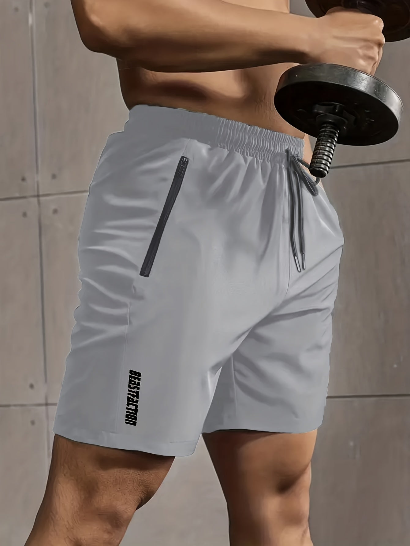 Męskie szorty sportowe do fitnessu, krótkie spodenki z kieszeniami na zamek błyskawiczny