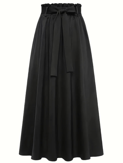Damen Maxirock mit Paperbag-Bund und Schleife – Eleganter Freizeitrock für Frühling und Sommer