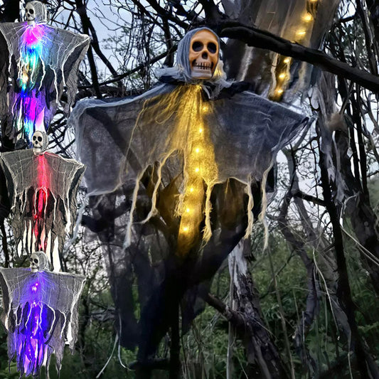 Halloween Hängande Spöke med LED-lampor – Kuslig dekoration för Halloweenfester & utomhusbruk